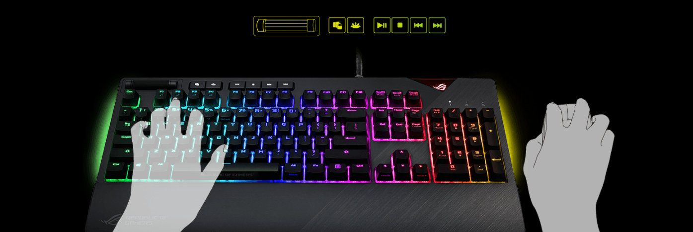 Bàn phím ASUS ROG Strix Flare RGB (Red sw) tích hợp phím media tiện dụng